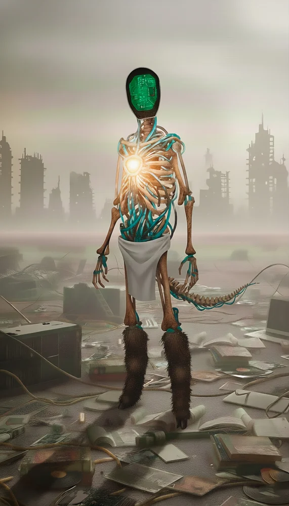 Ilustración 1 del Capítulo IV: El Primer Ensamblado, entidad sintético-orgánica.